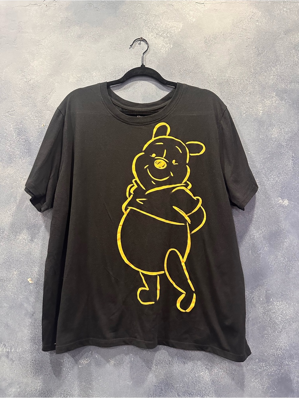 Disney Black Tee with Yellow Winnie the Pooh Outline